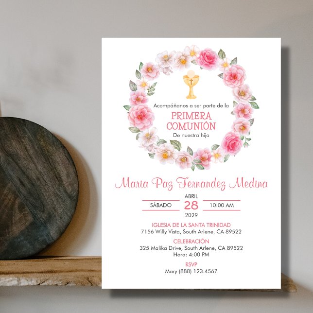 Spanish Primera Comunion Chalice First Communion Invitation (Creator Uploaded)