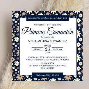 Spanish Primera Comunion Flowers First Communion Invitation