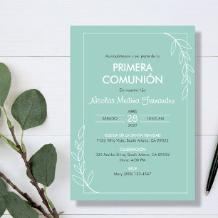 Spanish Primera Comunion Minimal First Communion Invitation