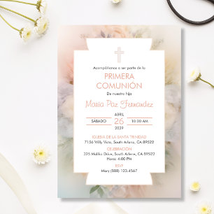 Spanish Primera Comunion Salmon First Communion Invitation