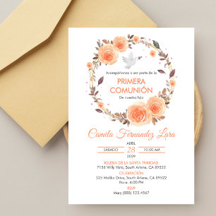 Spanish Primera Comunion Wreath First Communion Invitation
