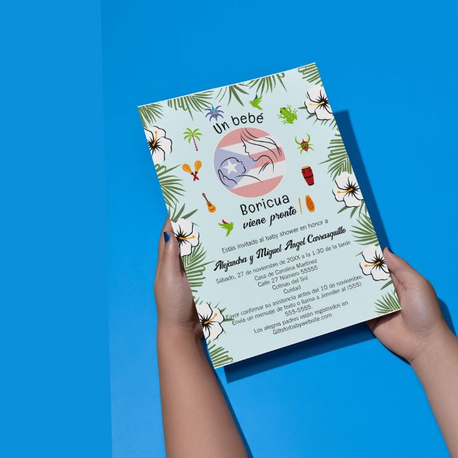 Spanish Puerto Rican It's a Boy Baby Shower Invitation (Creator Uploaded)