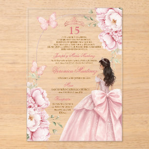 Spanish Quinceañera Blush Pink 15 Años Princess Acrylic Invitations