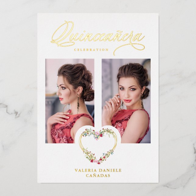 Spanish Quinceañera Romantic Red Pink Shades Heart (Front)