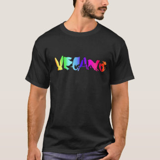 Spanish  RAINBOW VEGANO LOGO MEN'S BLK T T-Shirt
