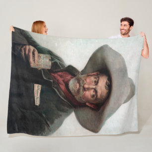 Spanish Ranchero Cowboy in Old West Saloon Fleece Blanket