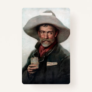 Spanish Ranchero Cowboy in Old West Saloon ID Badge