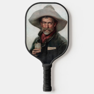 Spanish Ranchero Cowboy in Old West Saloon Pickleball Paddle