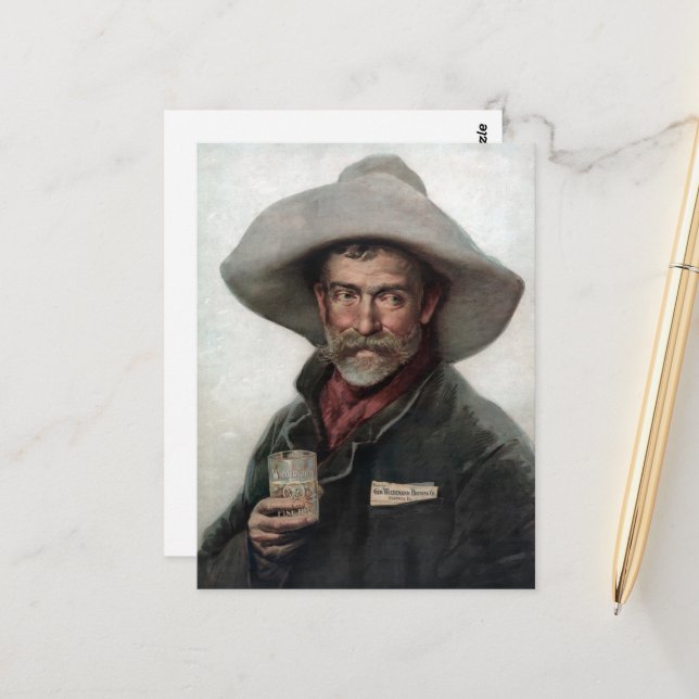Spanish Ranchero Cowboy in Old West Saloon Postcard (Front/Back In Situ)