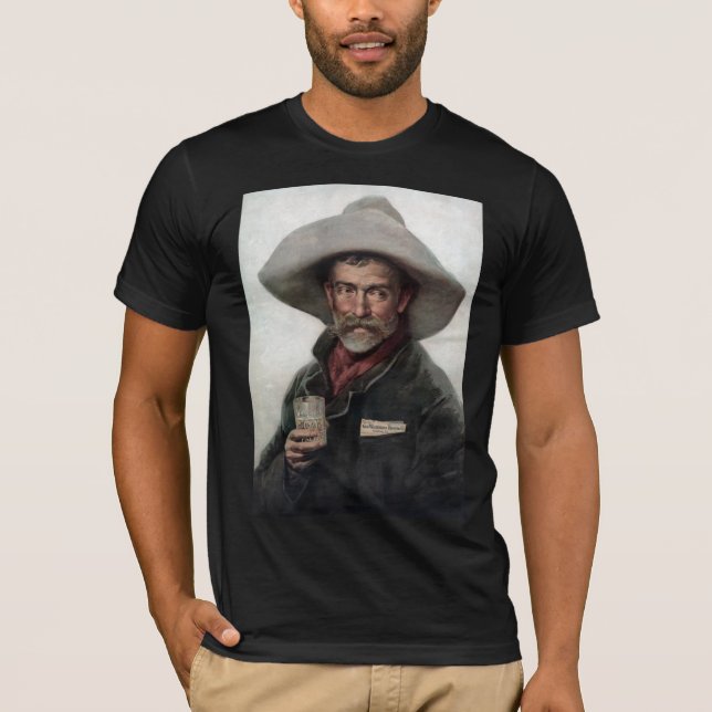 Spanish Ranchero Cowboy in Old West Saloon T-Shirt (Front)
