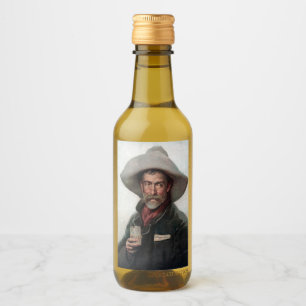 Spanish Ranchero Cowboy in Old West Saloon Wine Label