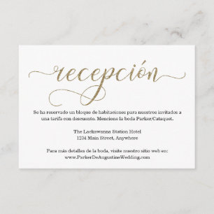 Spanish Reception Gold Glitter Enclosure Card