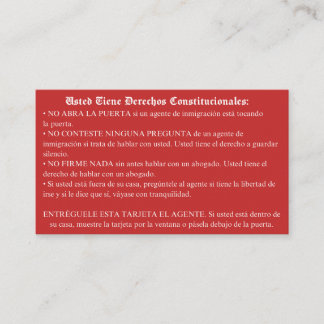 Spanish Red Card- Immigration Rights Card