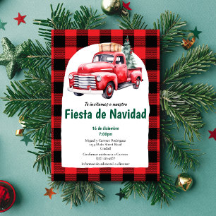 Spanish Red Fiesta de Navidad Christmas Party Invitation