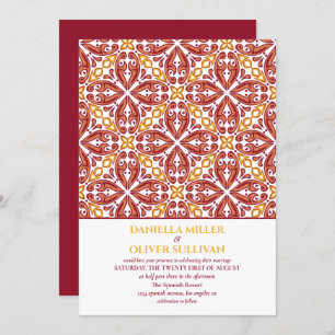 Spanish Red Orange Tile Mediterranean wedding V1 Invitation