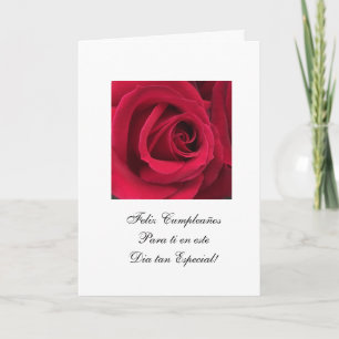 Spanish: Red rose Cumpleanos/birthday Card