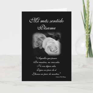 Spanish: rosa y poema de Pesame B&W sympathy card