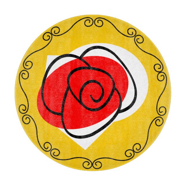 Spanish Rose Border cutting board round (Front)
