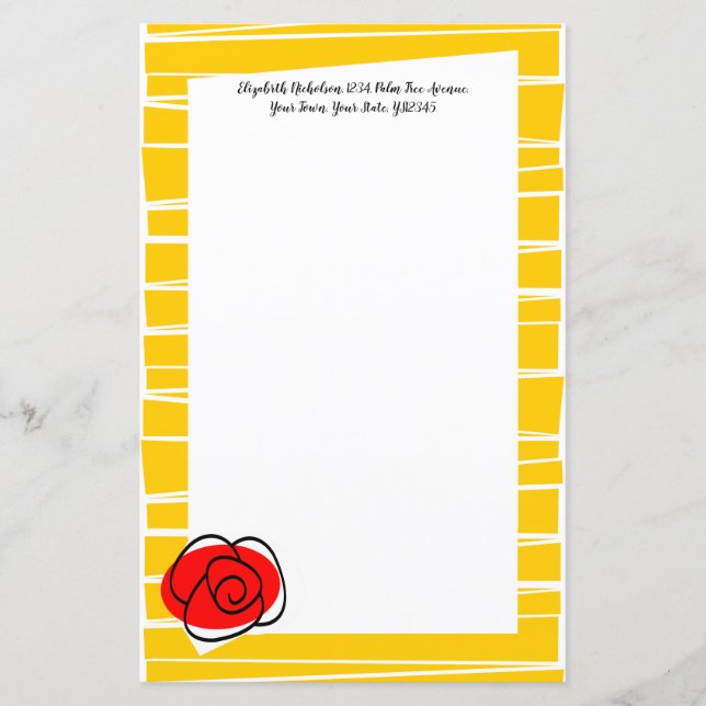 Spanish Rose Border Stripe Text paper 5.5 x 8.5 (Front)