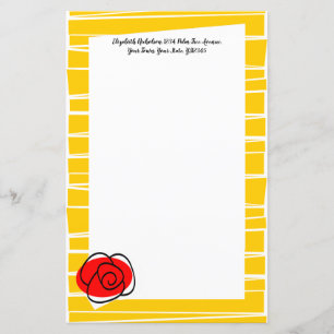 Spanish Rose Border Stripe Text paper 5.5 x 8.5