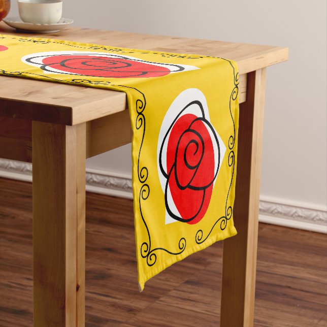 Spanish Rose Border table runner 14 X 72 (In Situ)