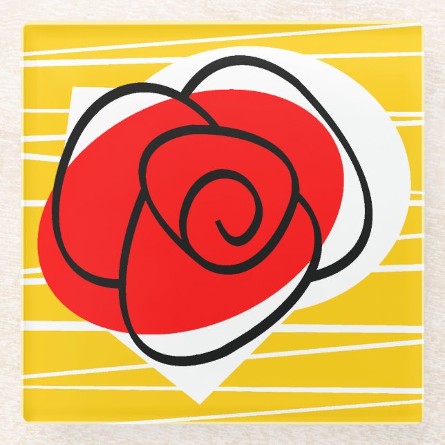 Spanish Rose coaster glass (Front)