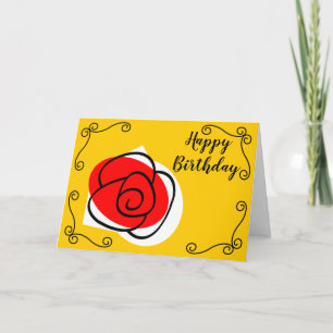 Spanish Rose Corners Birthday Text landscape Card