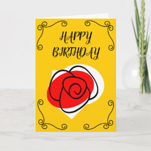 Spanish Rose Corners Birthday Text vertical Card