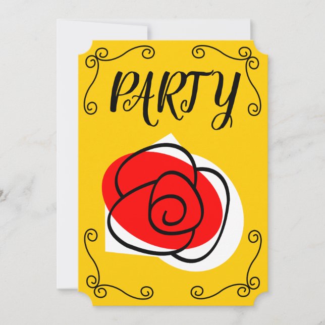 Spanish Rose Corners Party vertical Invitation (Front)