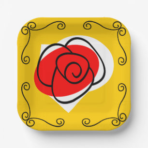 Spanish Rose Corners square Paper Plate