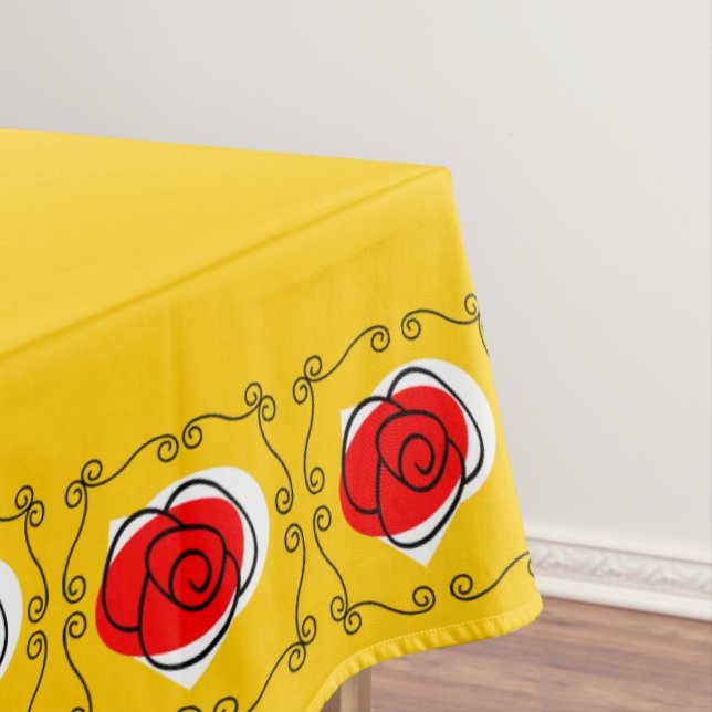 Spanish Rose Corners tablecloth 60 x 104 (In Situ)