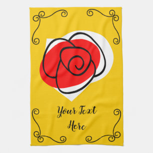 Spanish Rose Corners Text kitchen towel vertical
