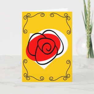 Spanish Rose Corners vertical greetings card