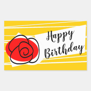 Spanish Rose Happy Birthday rectangle Rectangular Sticker