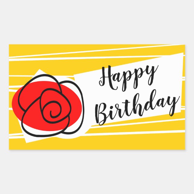 Spanish Rose Happy Birthday rectangle Rectangular Sticker (Front)