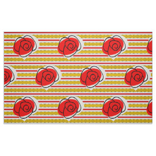 Spanish Rose Stripe fabric large print