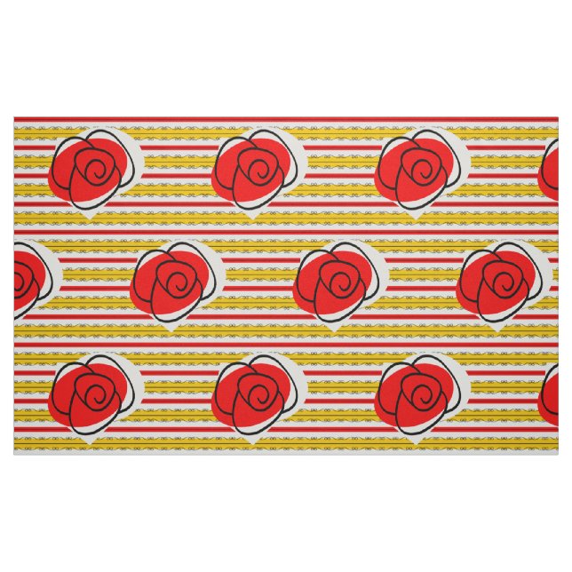 Spanish Rose Stripe fabric large print (Fat Quarter)