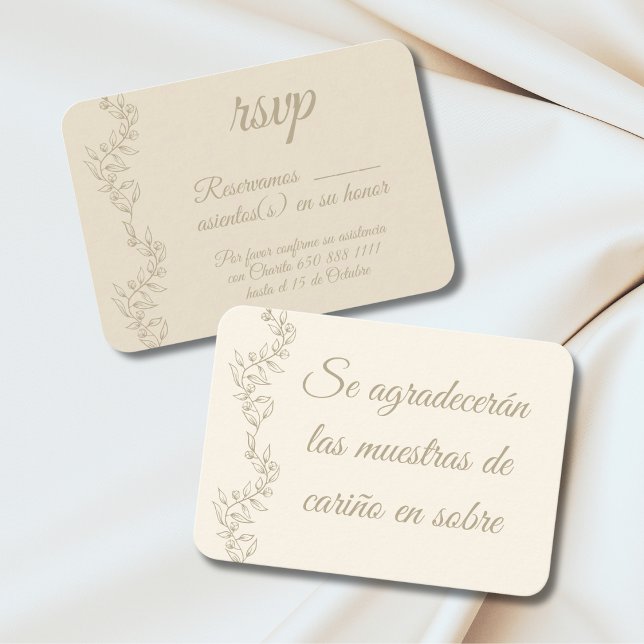 Spanish RSVP  Muestra de Cariño en Sobre Champagne Enclosure Card (Creator Uploaded)
