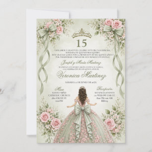 Spanish Sage Pink Elegant Floral 15th Birthday  Invitation