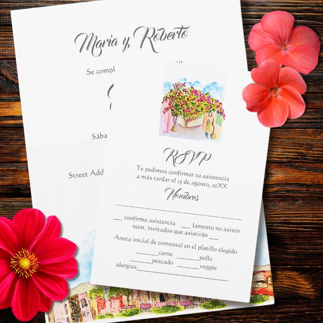 Spanish, San Miguel de Allende Wedding RSVP Card (Creator Uploaded)