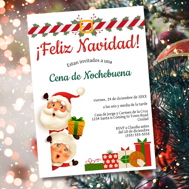 Spanish Santa Cena de Nochebuena Christmas Party Invitation (Creator Uploaded)
