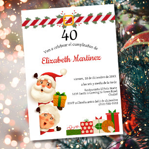 Spanish Santa & Mrs Claus Christmas 40th Birthday  Invitation