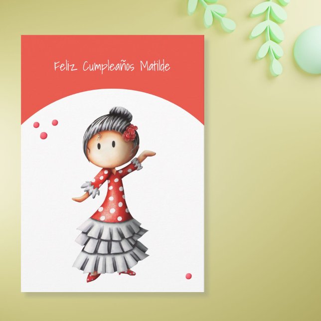 Spanish Sevillana Flamenco Dancer Birthday Card (Creator Uploaded)