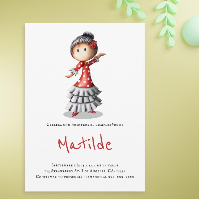 Spanish Sevillana Flamenco Dancer Birthday Party Invitation (Creator Uploaded)