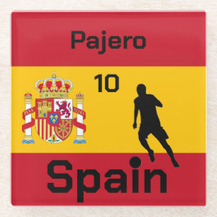 Spanish Soccer, customisable  Glass Coaster