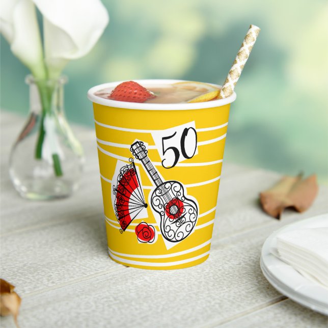 Spanish Souvenirs 50 Age Paper Cups (Insitu)