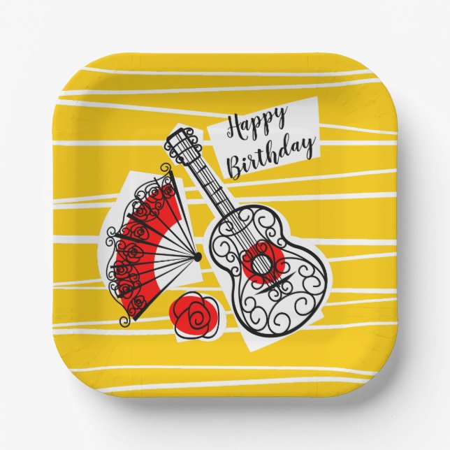 Spanish Souvenirs Birthday square Paper Plate (Front)