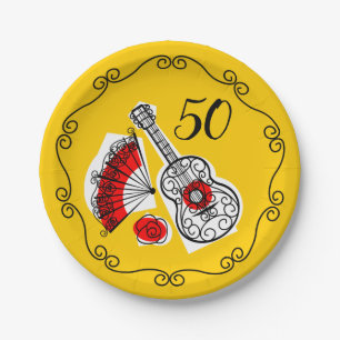 Spanish Souvenirs Border 50 paper plate
