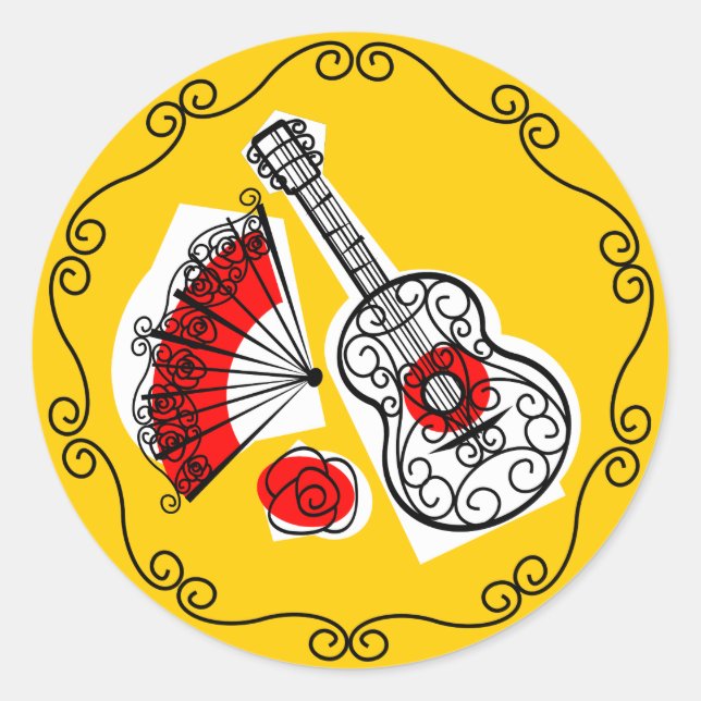 Spanish Souvenirs Border sticker round (Front)