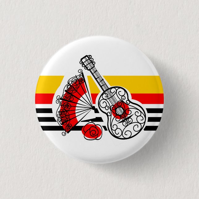 Spanish Souvenirs Classic Stripe button round (Front)
